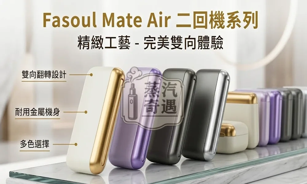 Fasoul Mate Air 二回機4色現貨｜IQOS ILUMA相容加熱菸二次機｜一彈二抽省50%煙彈｜1600mAh 電量 20支長續航